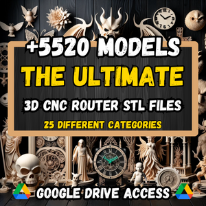 Ultimate STL Pack: +5520 Ultimate STL Models And 25 Different Categories For 3D CNC Router Machines - Google Drive Access
