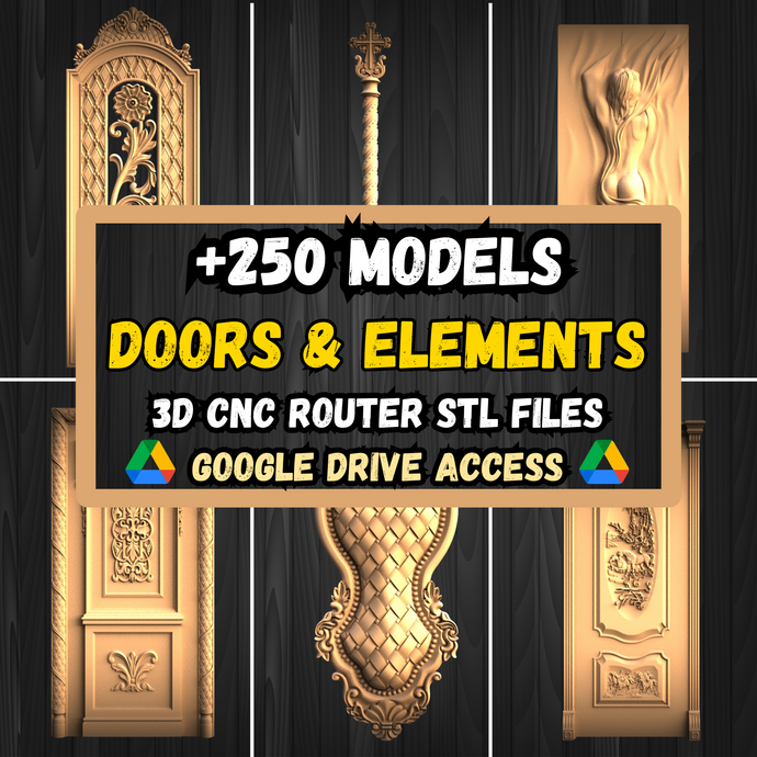 Doors & Elements STL Pack: +250 Doors & Elements STL Models For 3D CNC Router Machines - Google Drive Access