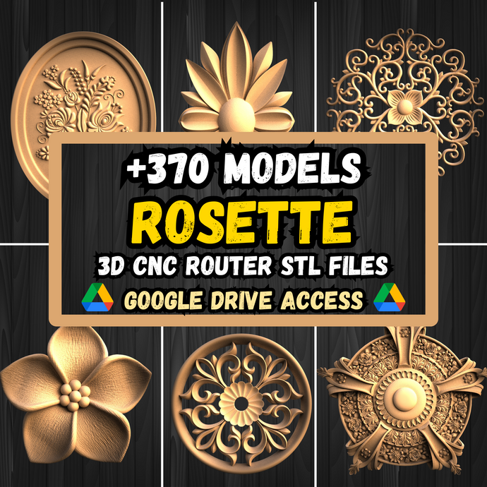 Rosette STL Pack: +370 Rosette STL Models For 3D CNC Router Machines - Google Drive Access