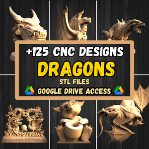Dragons STL Pack: +125 Dragons STL Models For 3D CNC Router Machines - Google Drive Access
